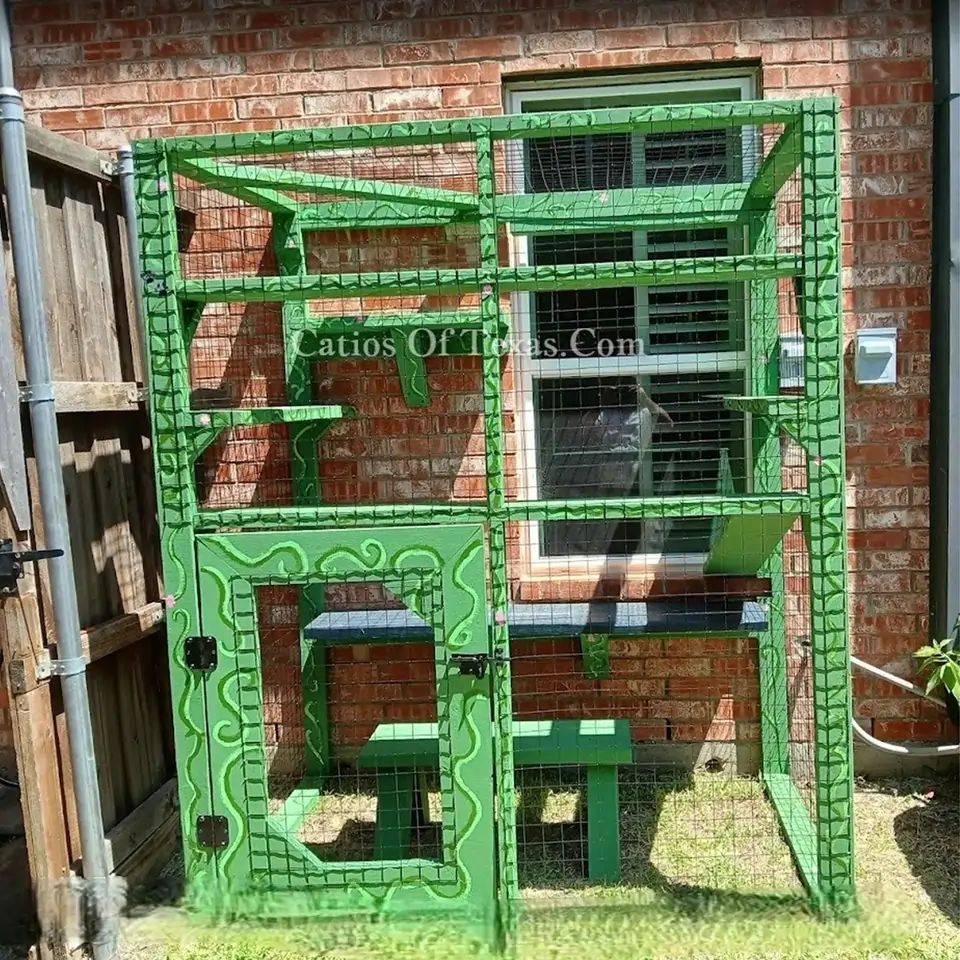 A handcrafted wooden project, such as a custom dog house or little library, showcasing expert craftsmanship and durable cedar construction.